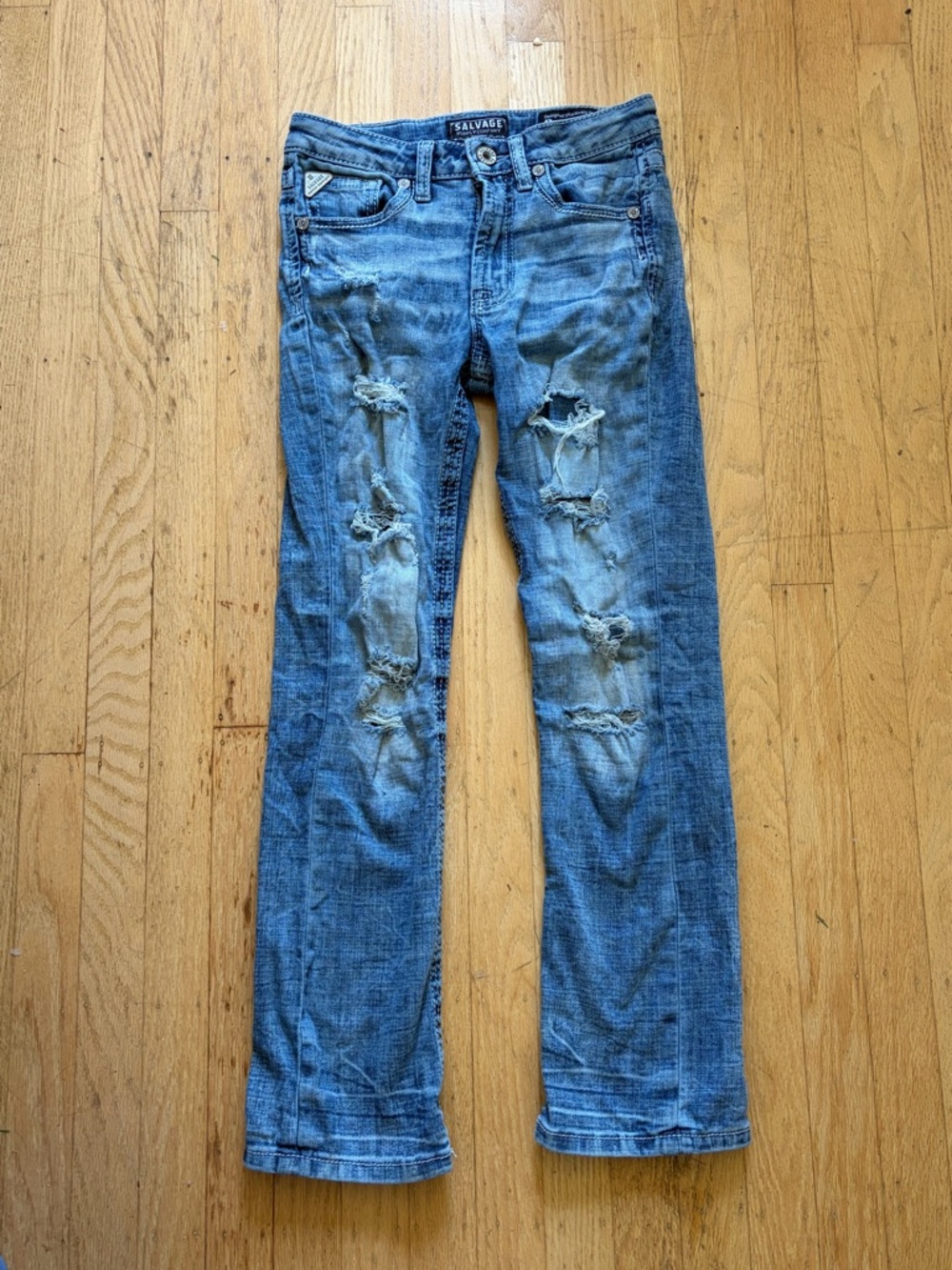 Buckle Salvage boot cut destroyed denim jeans girls size 12